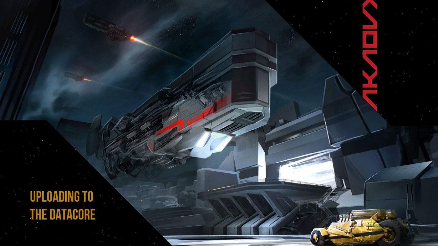 Takamo Universe Illustration visual identity. Science fiction space station scene with custom faction logo and brand typography by MVOG Studio.