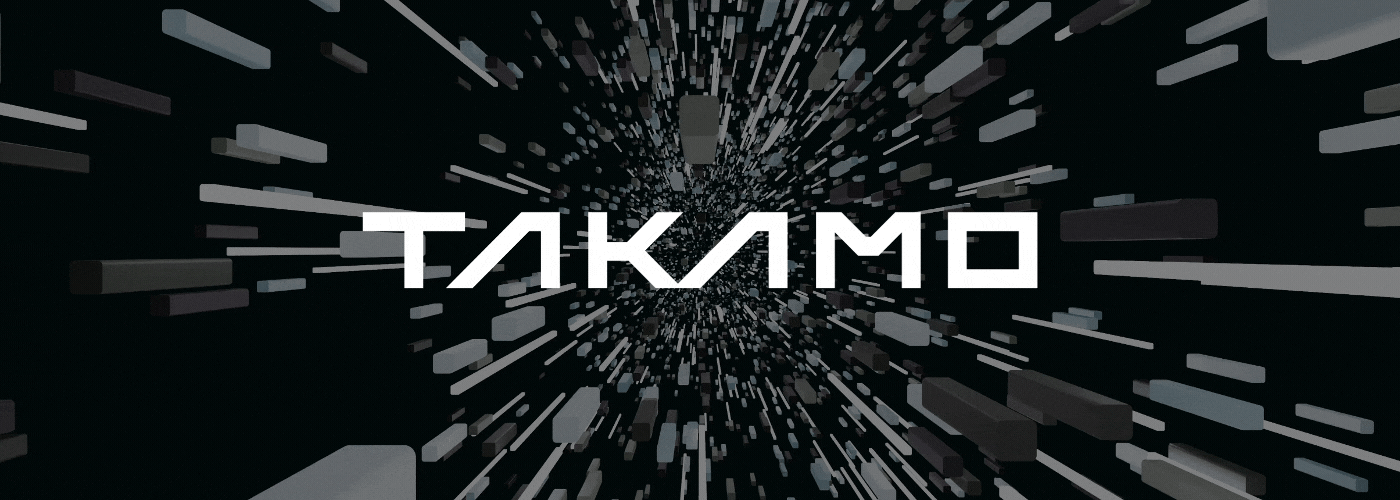 Takamo Universe animated logo design. Custom sci-fi typography in motion by MVOG Studio.