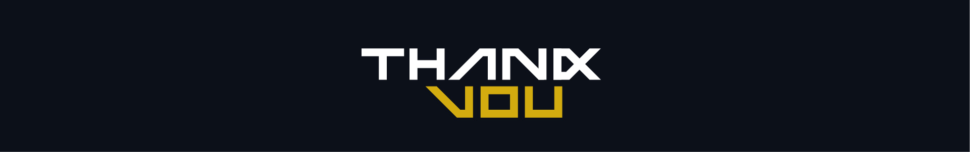 Takamo Universe custom typography thank you slide. Closing visual using the science fiction typeface system designed by MVOG Studio.