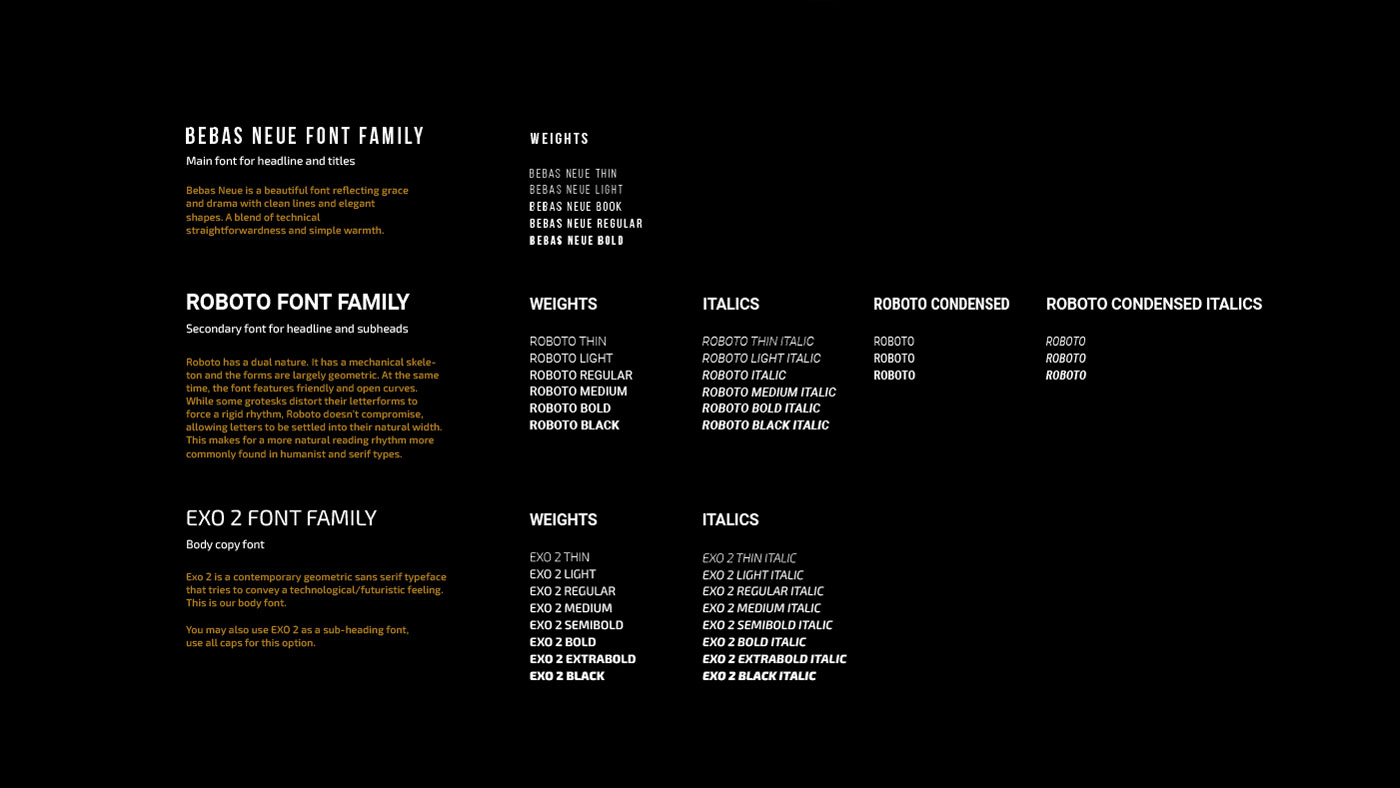 Takamo Universe typography system and font usage guidelines. Custom typeface and supporting fonts defined within the brand guidelines by MVOG Studio.